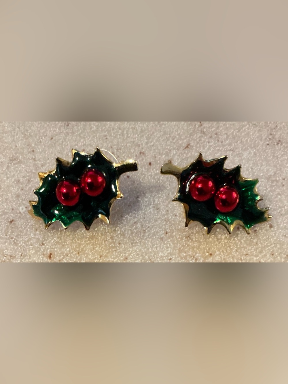 Festive Holly Leaf Earrings with Red Berries